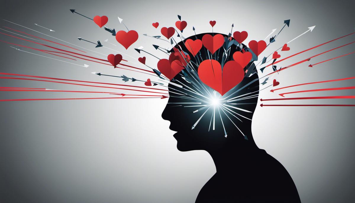 Illustration of a person with arrows pointing towards their brain and heart, symbolizing the connection between self-awareness and decision making.